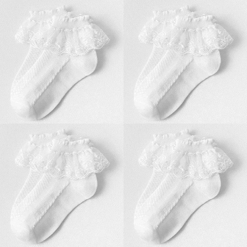Mesh Socks Breathable Cotton Lace with Ruffle Princess Children Ankle Short Sock White Pink Yellow for Baby Girls Kids Toddler