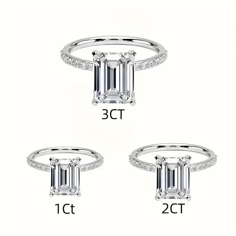 1pc S925 Sterling Silver Setting 1-4 Carat Cushion Moissanite, Eternity Band, Wedding Engagement Ring. Gifts For Mother | Gifts