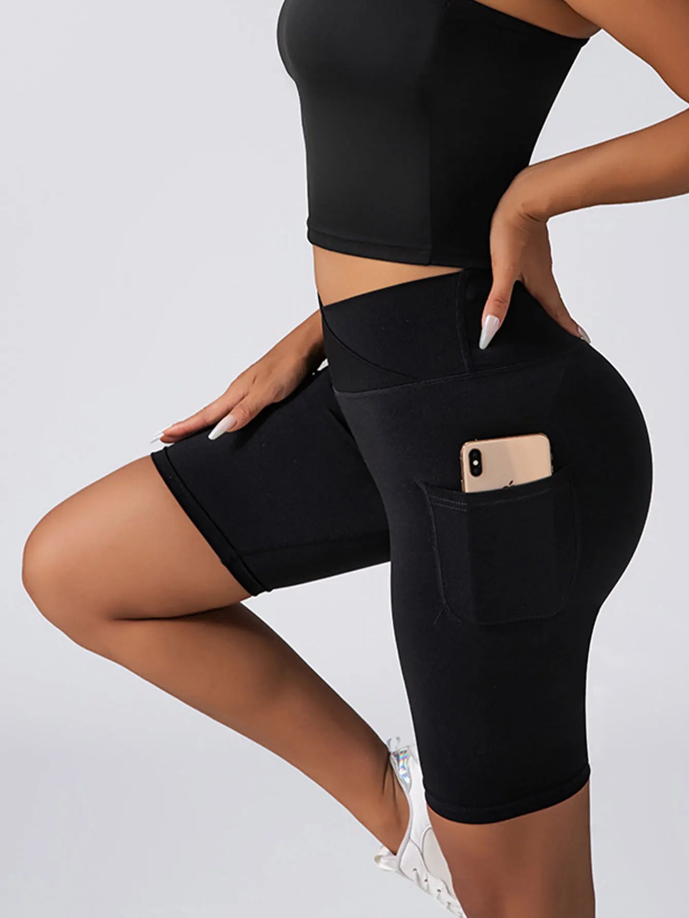 3 Pack US Local Women's High Waist Yoga Shorts Tummy Control Fitness Athletic Workout Running Shorts With Deep Pockets