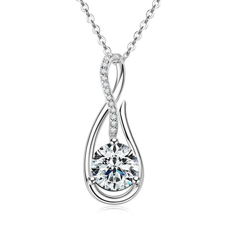 OXTAO 8MM Infinity Moissanite Pendant Necklace Female Jewelry Sterling 925 Silver Birthday Jewelry Gift With GRA Certified