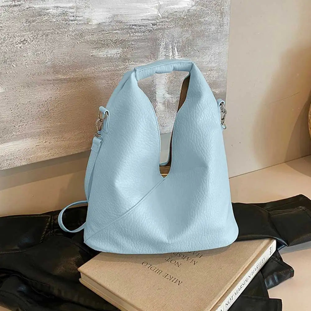 Tote Purse for Women Slouchy Shoulder Bag PU Leather Solid Hobo Bag Large Capacity for Work Travel Shopping