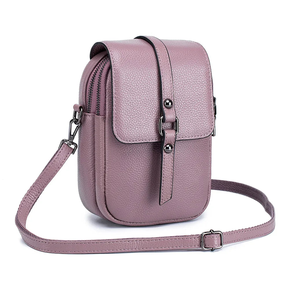 Women's Cross Body Shoulder Bag Genuine Leather Clutch Bag Large Capacity Zipper Wallet Handbag Adjustable Shoulder Strap Bag