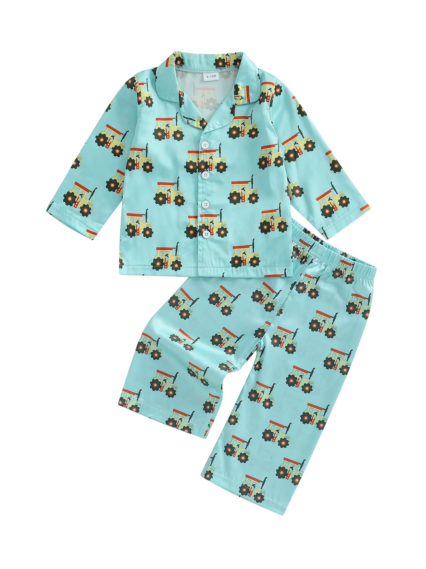 Children s Pajama Set with Dinosaur Print Cozy Button-Up Shirt and Elastic Waist Pants for Comfortable Sleepwear and Lounging