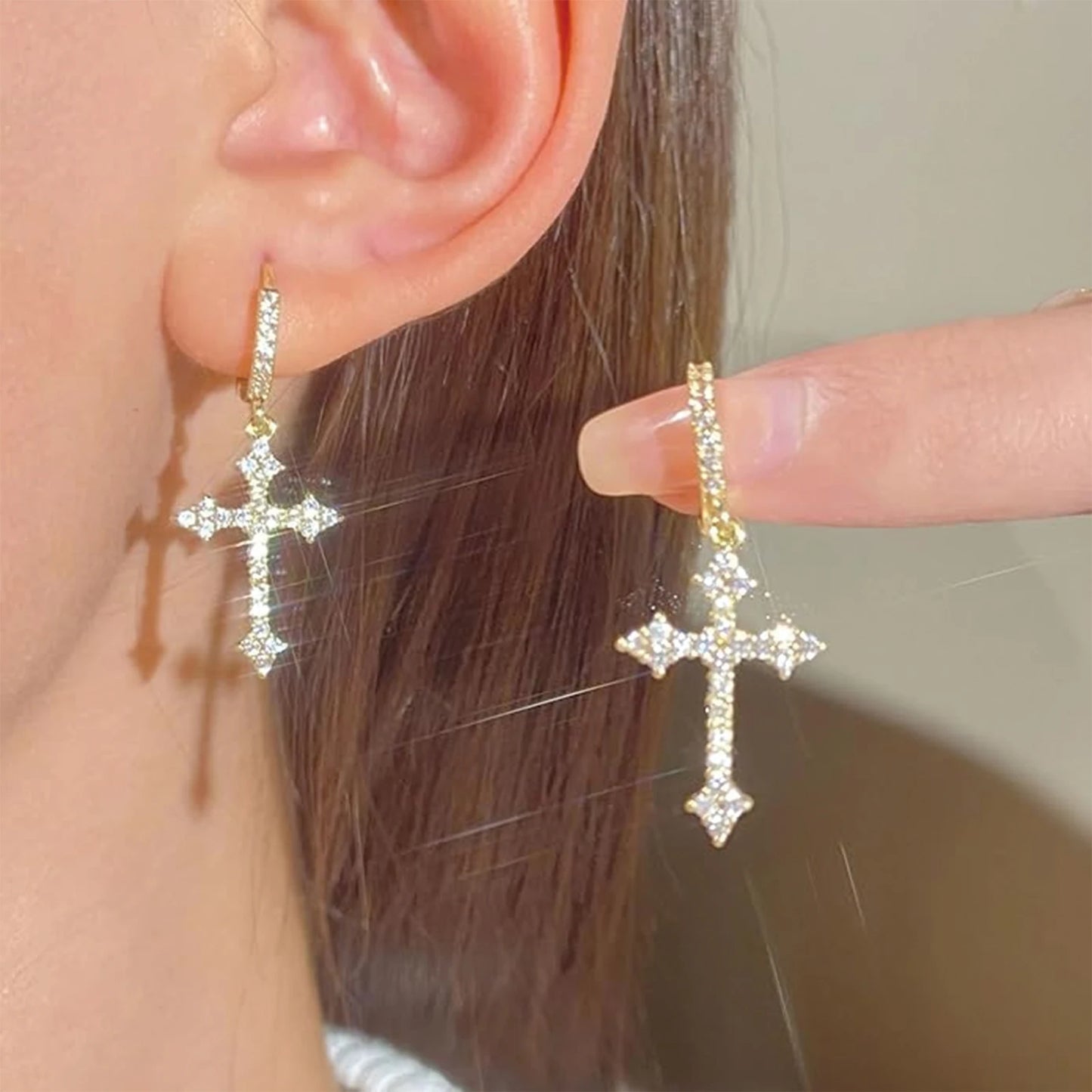 925 Silver, Zirconia Cross Earrings, Men's Earrings, Women's Earrings with Synthetic Zirconia. Perfect for party, holiday, Chris