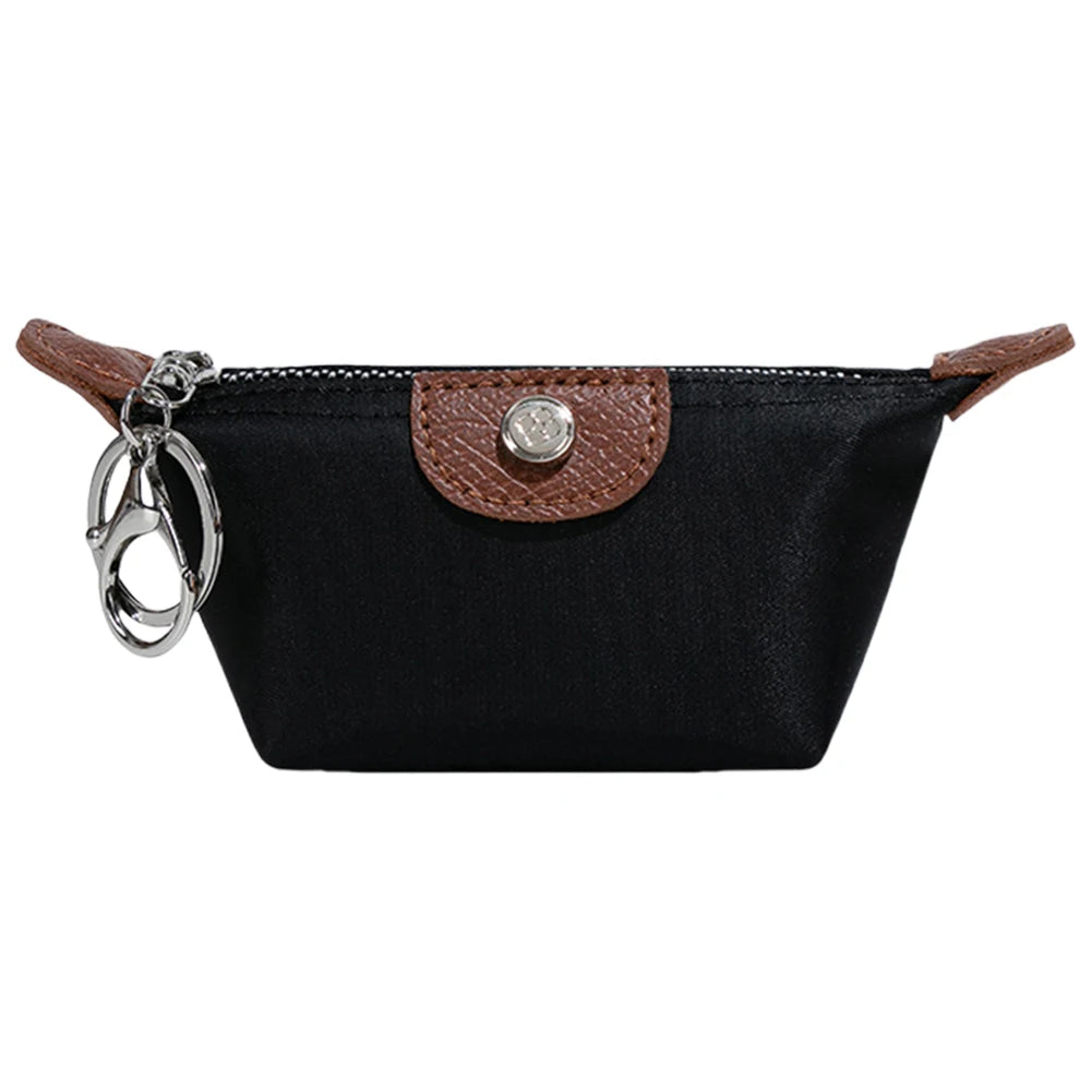 Mini Coin Purse Nylon Portable Lipstick Earphone Storage Bag with Keychain Cosmetic Bag Cute Small Lipstick Bag for Women Travel