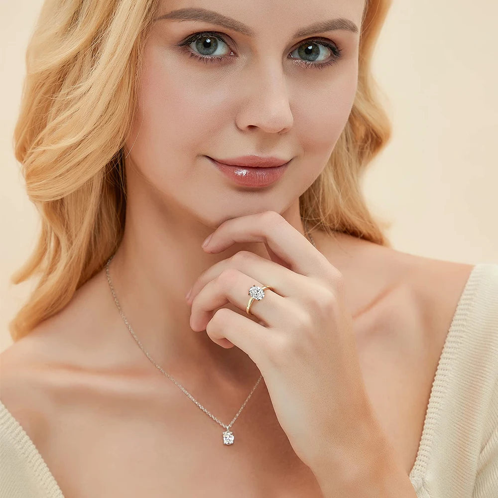 ATTAGEMS Oval cut 9*7mm2CT DVVS Moissanite Ring 925 Sterling Silver for Women Wedding Jewelry High Quality Shipping from the USA