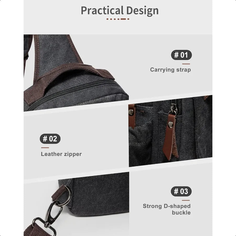 Menger bag for MenSmall Sling Crossbody Backpack Shoulder Bag for Men Women canvas Strap Backpack Sling Bag