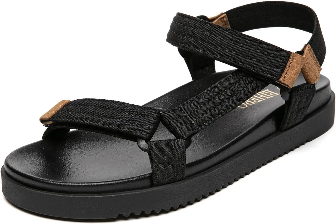 Women's Flat Sandals Comfortable Open Toe Adjustable Strap Walking Footbed Sandals