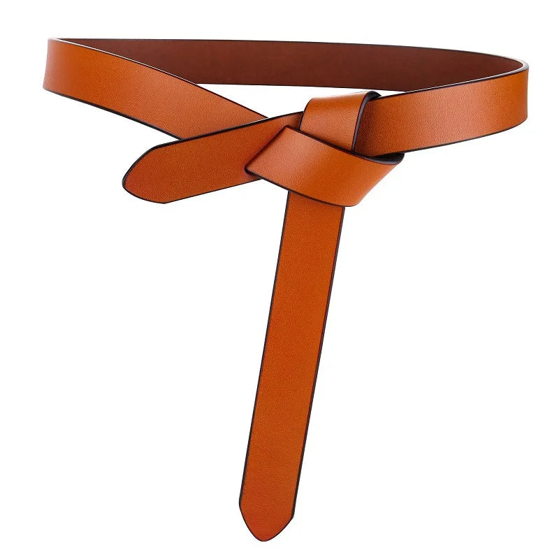 Cowhide Belt Ladies Soft Genuine Leather Knotted Strap Dress Accessories Gothic Retro Luxury Designer Girdle Corset for Women