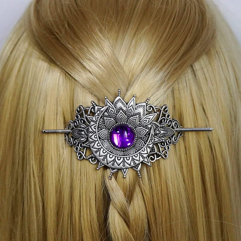 4PCS Triple Moon Celtic Knot Hair Clip Vintage Hollow Moon Hair Clip Barrette Jewelry for Women