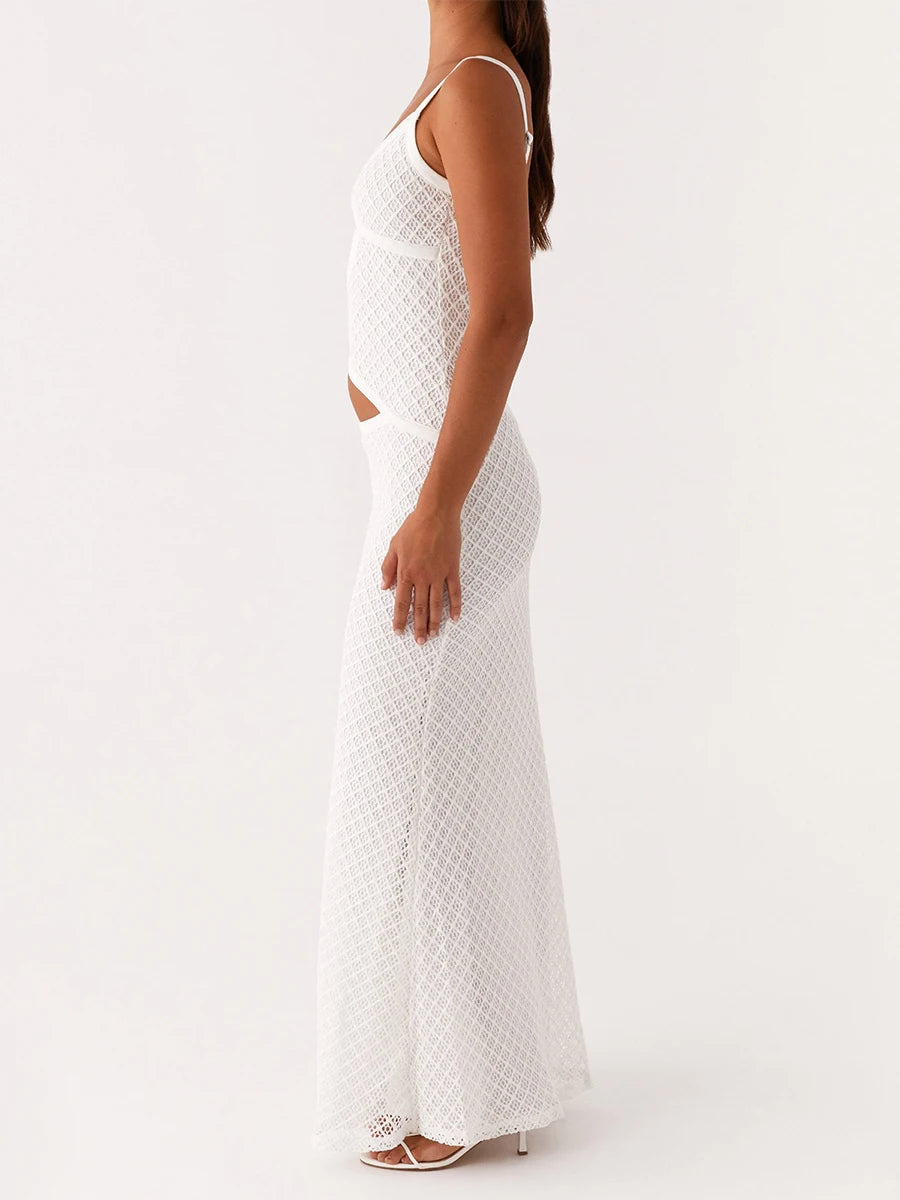 Elegant Women s Sleeveless Spaghetti Strap Bodycon Dress with Chic Hollow Out Design and Fit Silhouette