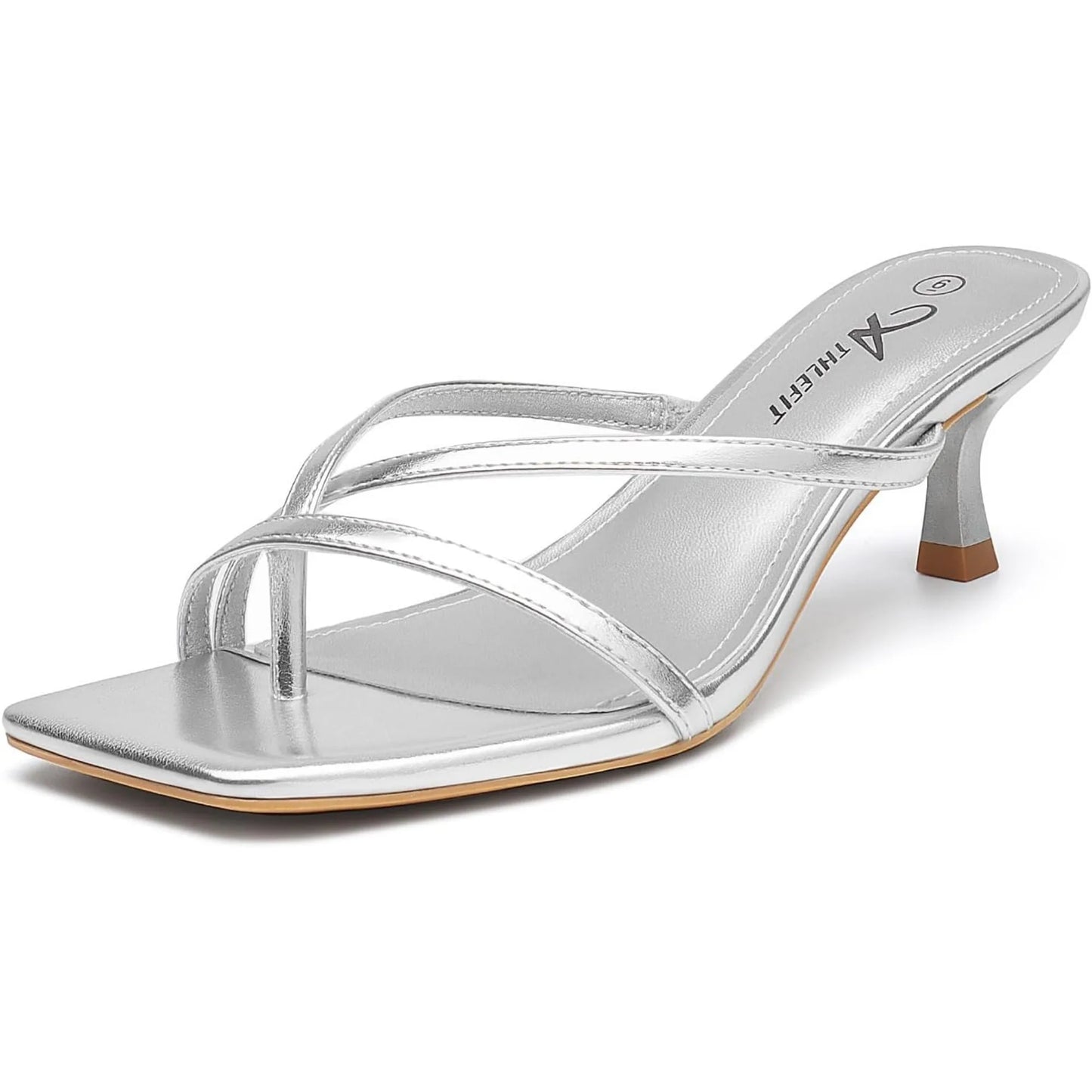 Women's Strappy Kitten Heels Flip Flops Square Open Toe Low Heels Fashion Party Dress Thong Heeled Sandals