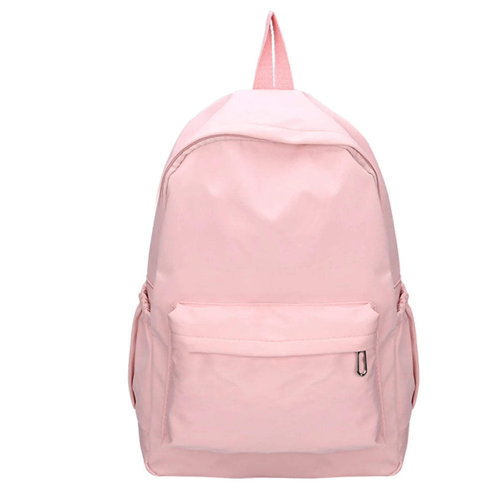 Fashion Women Large Capacity Travel Handbags Preppy Style Solid Color Zipper School Backpack Students Nylon Knapsacks