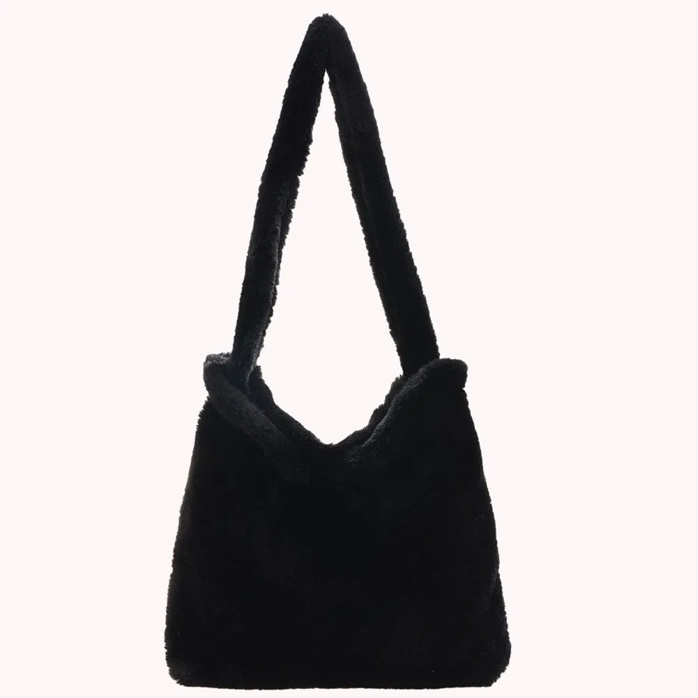 Women Fashion Plush Shoulder Bag Large Capacity Heart Fluffy Commuting Bag Furry Messenger Bag Casual Armpit Bag Daily Sling Bag