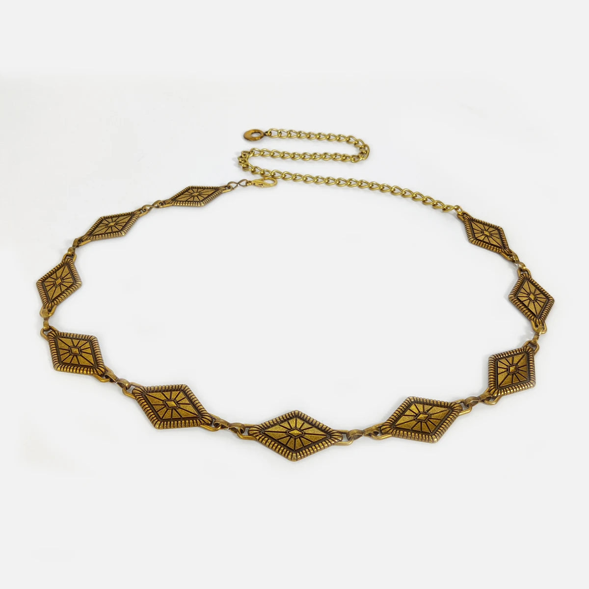 Vintage Gold Chain Belt Female rhombus Metal Lady Waist Punk Goth Belts For Women Silver Thin Waistband Pant Harajuku Accessory