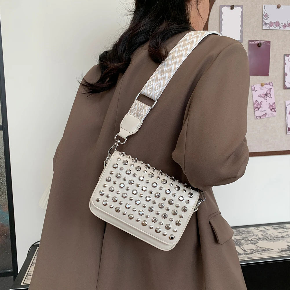 Crossbody Bag for Women With Adjustable Guitar Strap Handbag PU Leather Flap Satchel Purse Clutch Purse for Work Travel