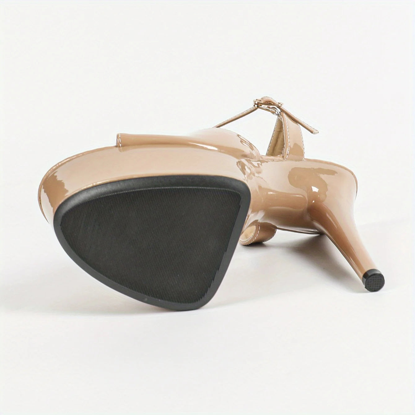 【Send from US Inc Taxs】Lacquer Leather High Heels, Slim Heels, Sexy, High-heeled Sandals, Women's Summer 5.9inch Khaki Color