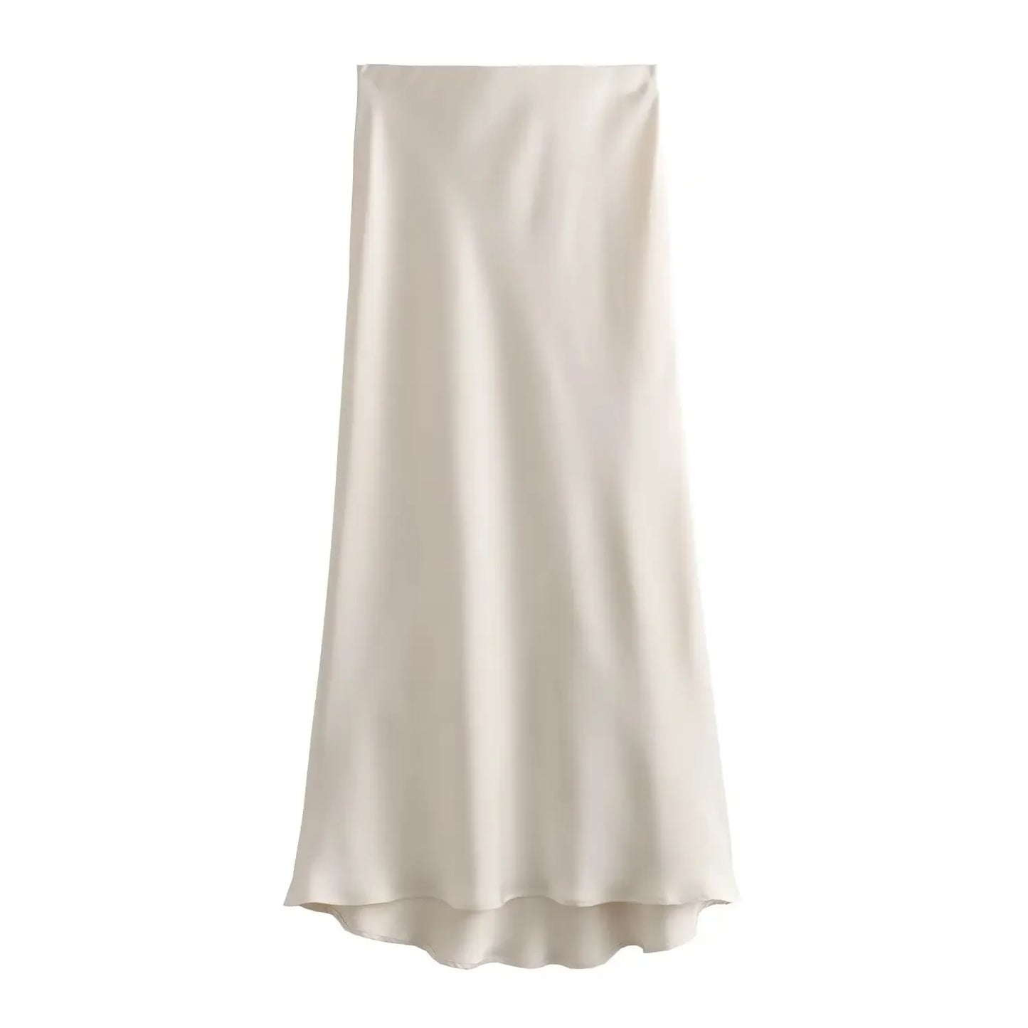 Willshela 2025 Black Satin Skirt Woman High Waist Elegant Long Skirts For Women Fashion Summer Midi Skirt Office Women's Skirts