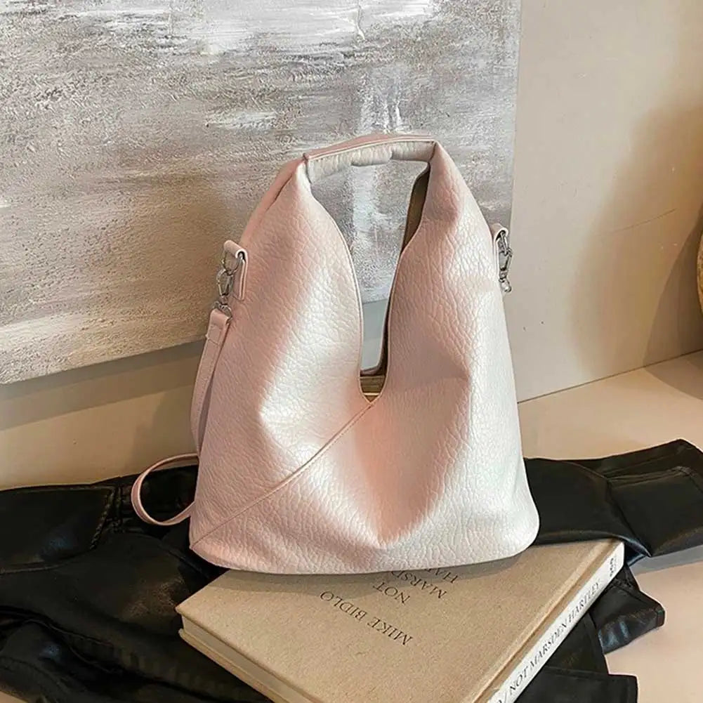 Tote Purse for Women Slouchy Shoulder Bag PU Leather Solid Hobo Bag Large Capacity for Work Travel Shopping