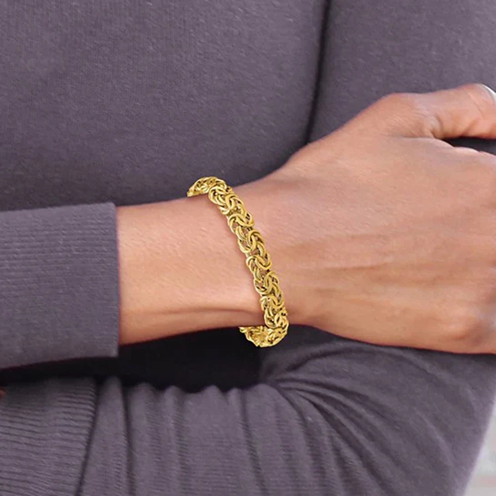 18K Gold Plated 8 Inches Braided Bracelet for Women Men 925 Sterling Silver Fashion Charm Couple Gift Jewelry Accessories USA
