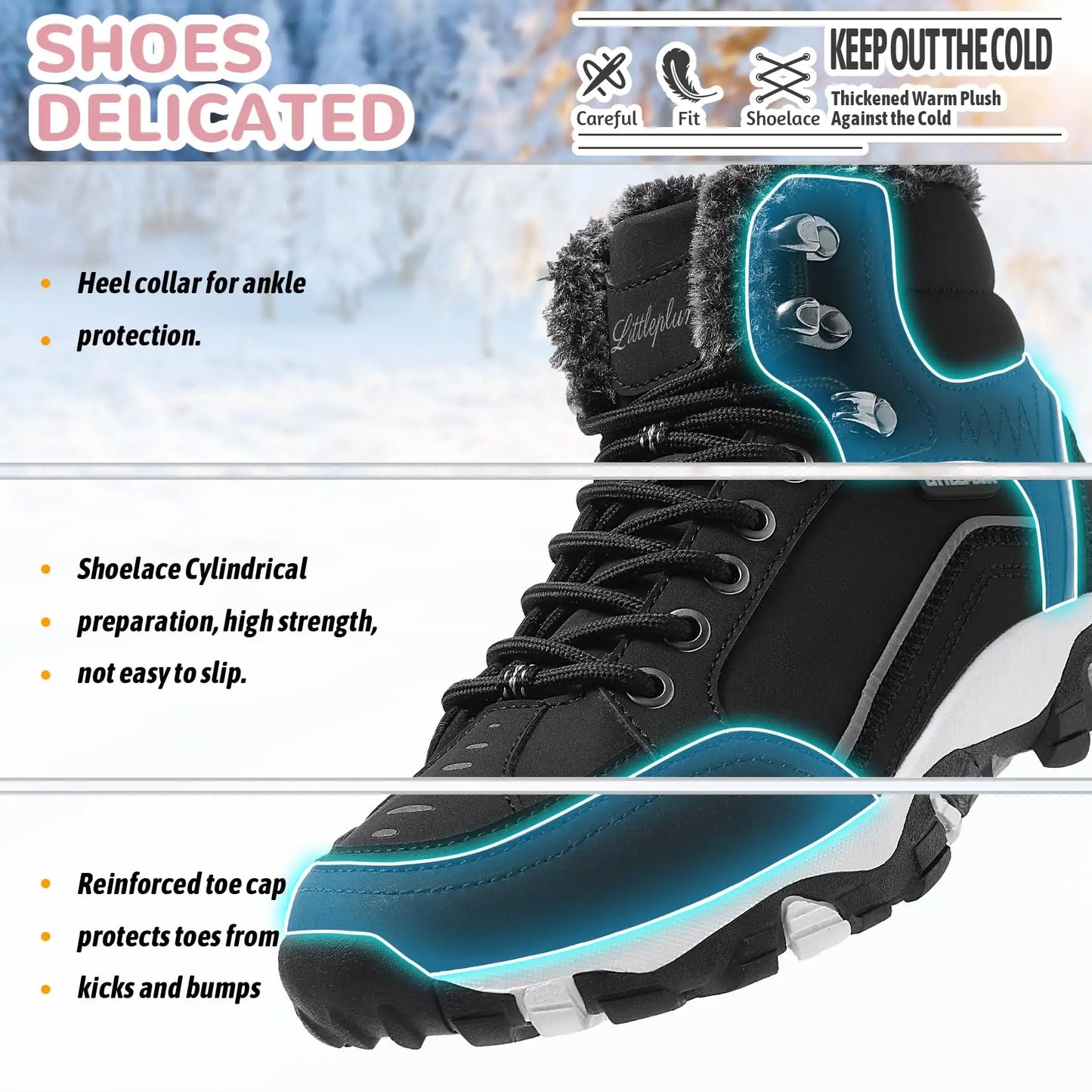 Womens Winter Hiking Boots Waterproof Non Slip Warm Lined Snow Boots for Outdoor Trekking