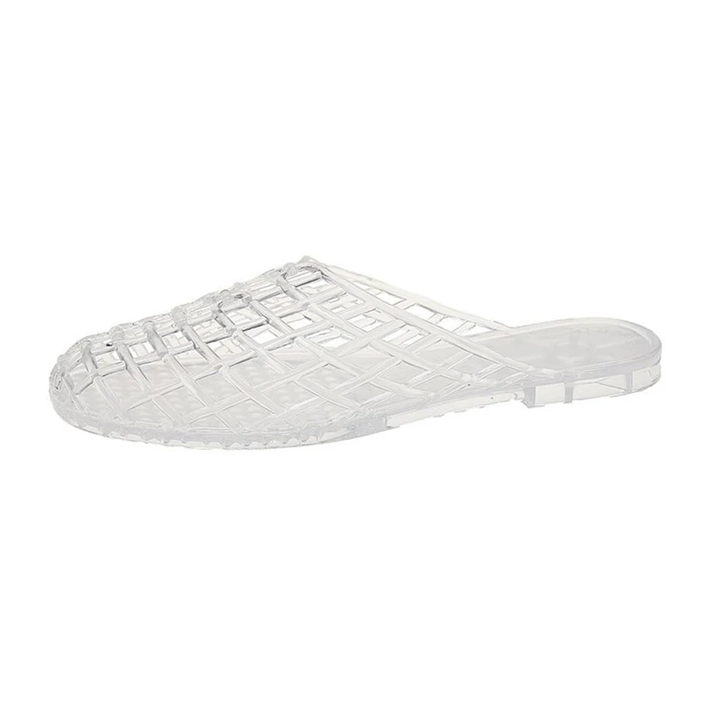 Women Jelly Flats Fashion Slip-On Flats Closed Toe Hollow Out Ballet Flats Lightweight Casual Flat Sandals for Summer Beach
