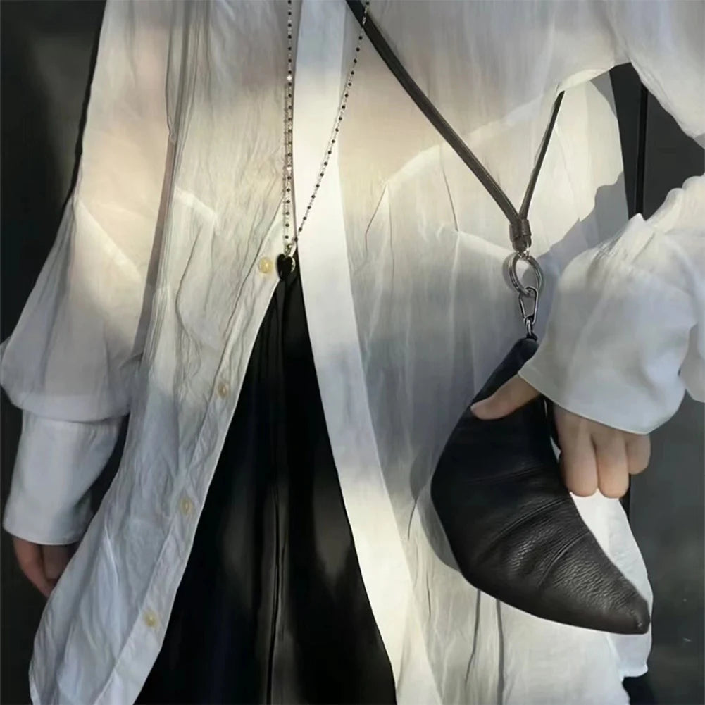 Women Mini Croissant Bag Small Coin Purse Solid Color Mini Pouch PU Leather Fashion Lipstick Bag for Party Vacation