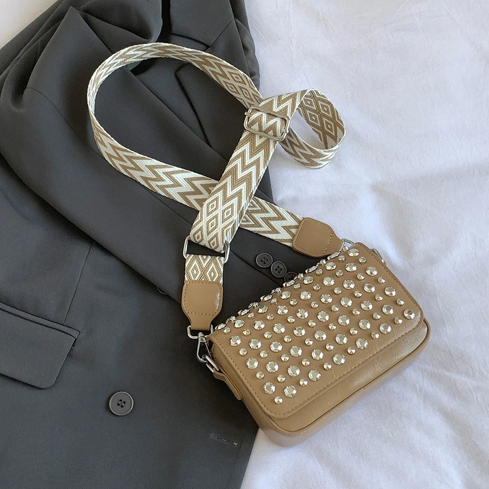 Crossbody Bag for Women With Adjustable Guitar Strap Handbag PU Leather Flap Satchel Purse Clutch Purse for Work Travel