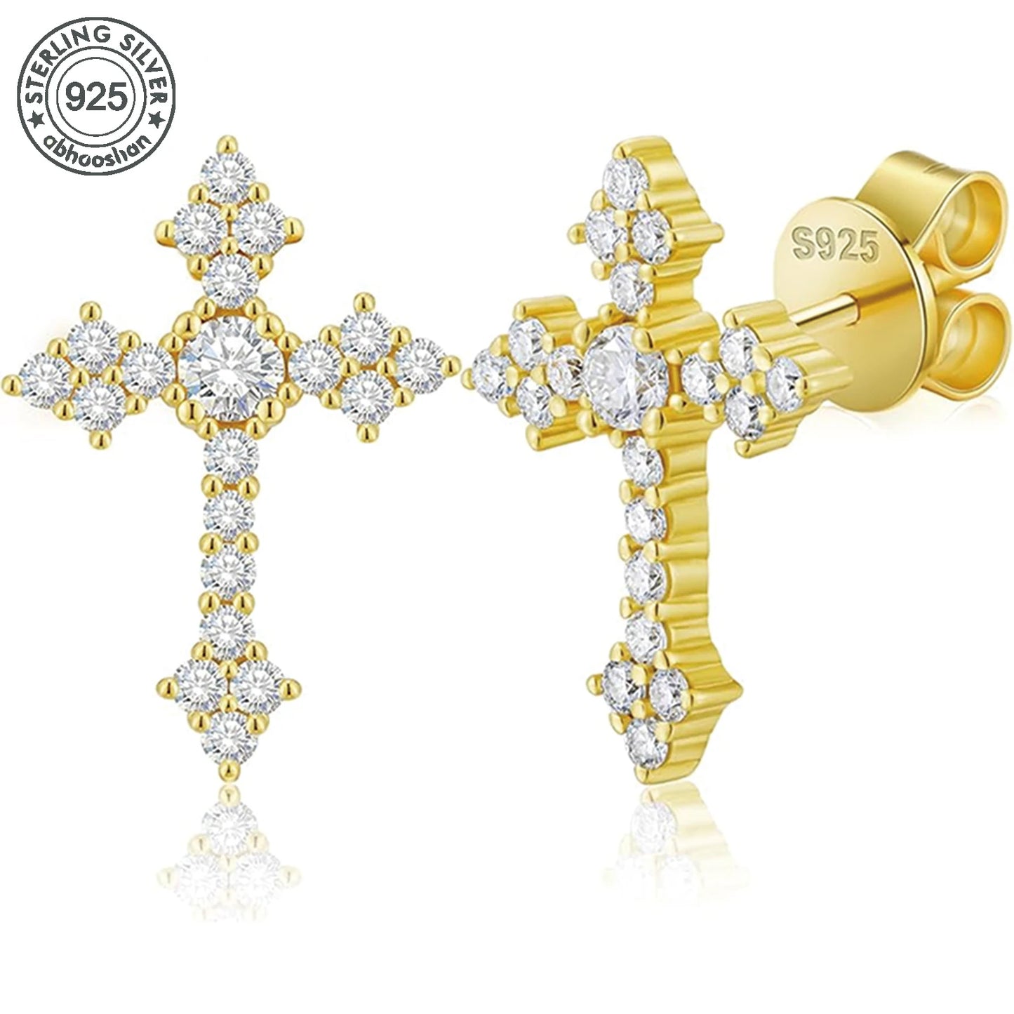 925 Silver,Moissanite Cross Earrings,Men's Earrings,Women's Earrings,Moissanite Jewellery Earrings,Men and Women Fashion and Ele