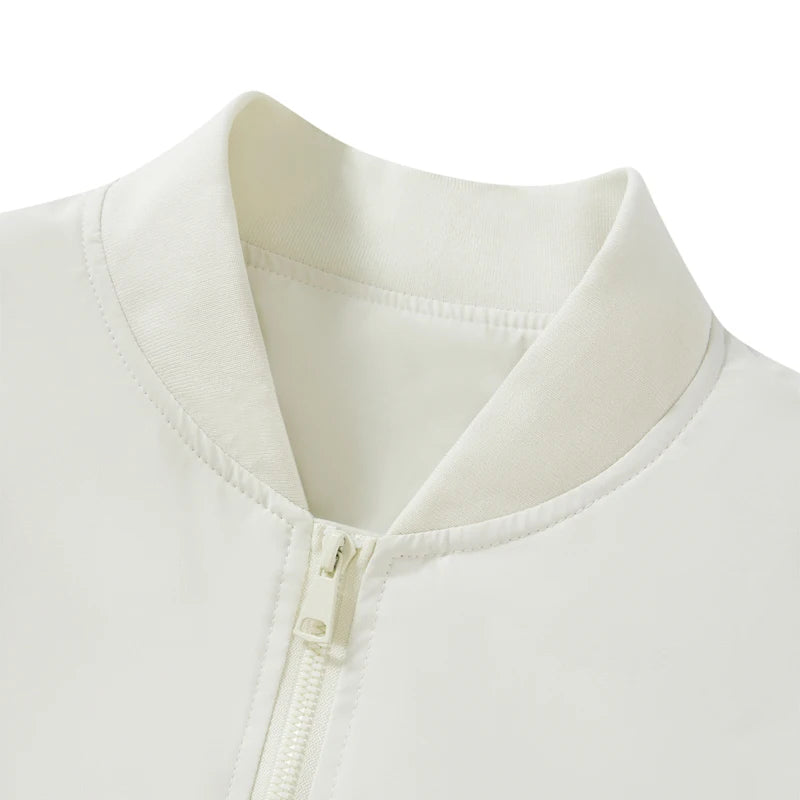 Men s Long Sleeve Baseball Jacket Solid Color Zip Up Stand Collar Casual Lightweight Coat