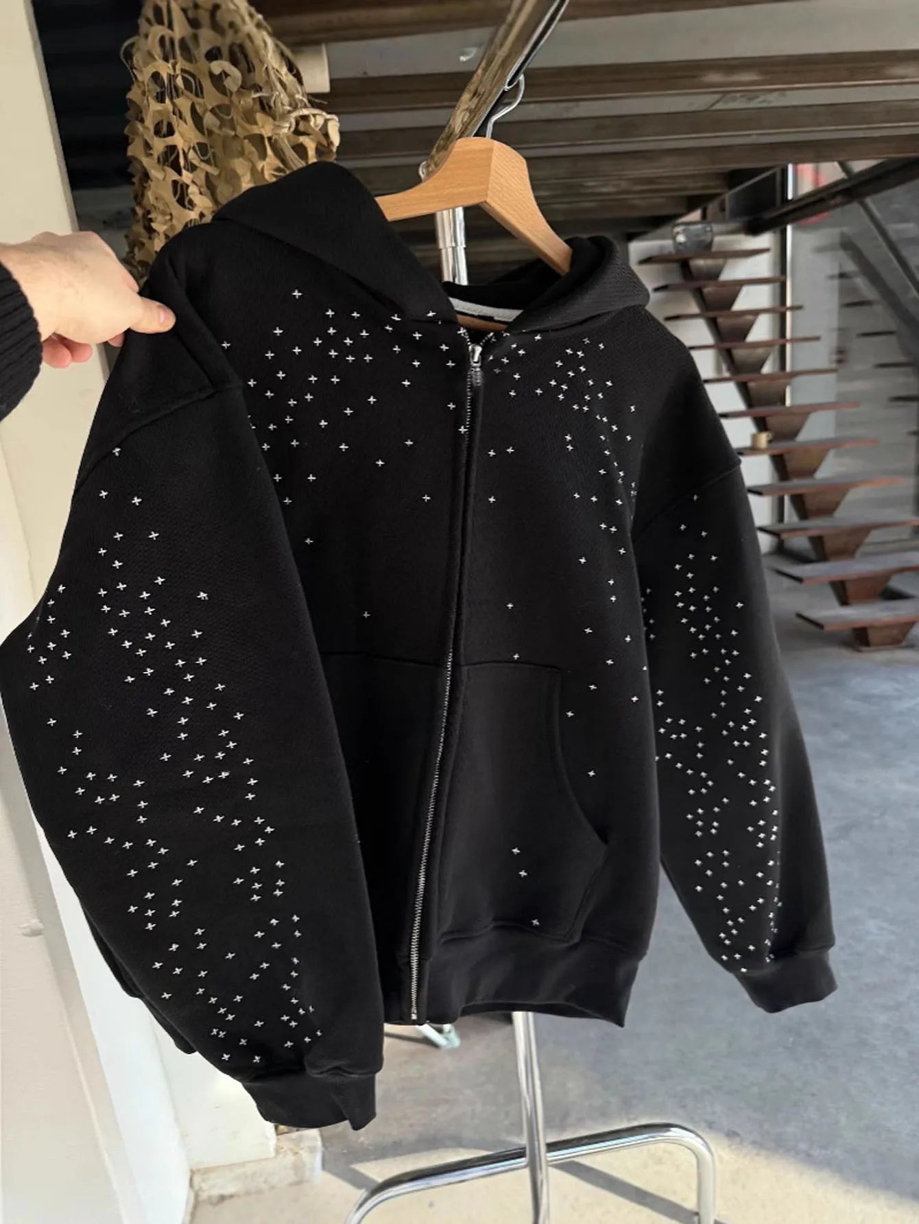 Men's Full Zip Hoodie Gothic Creative Pattern Sweatshirt Fashion Full Zip Trendy Streetwear with Pocket