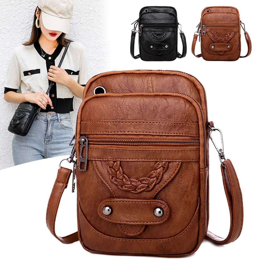 Small Crossbody Bag for Women Adjustable Strap Shoulder Bag PU Leather Cell Phone Purse with Zipper for Work Travel