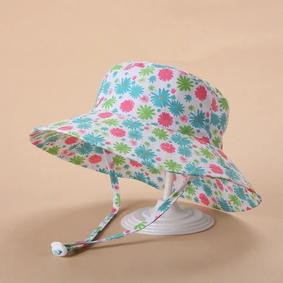 Children Hat Toddler Boys Girls Summer Cartoon Panama Sun Hat Baby Beach Fisherman Bucket Hat Kids Ear Cover Caps 0-8 Years