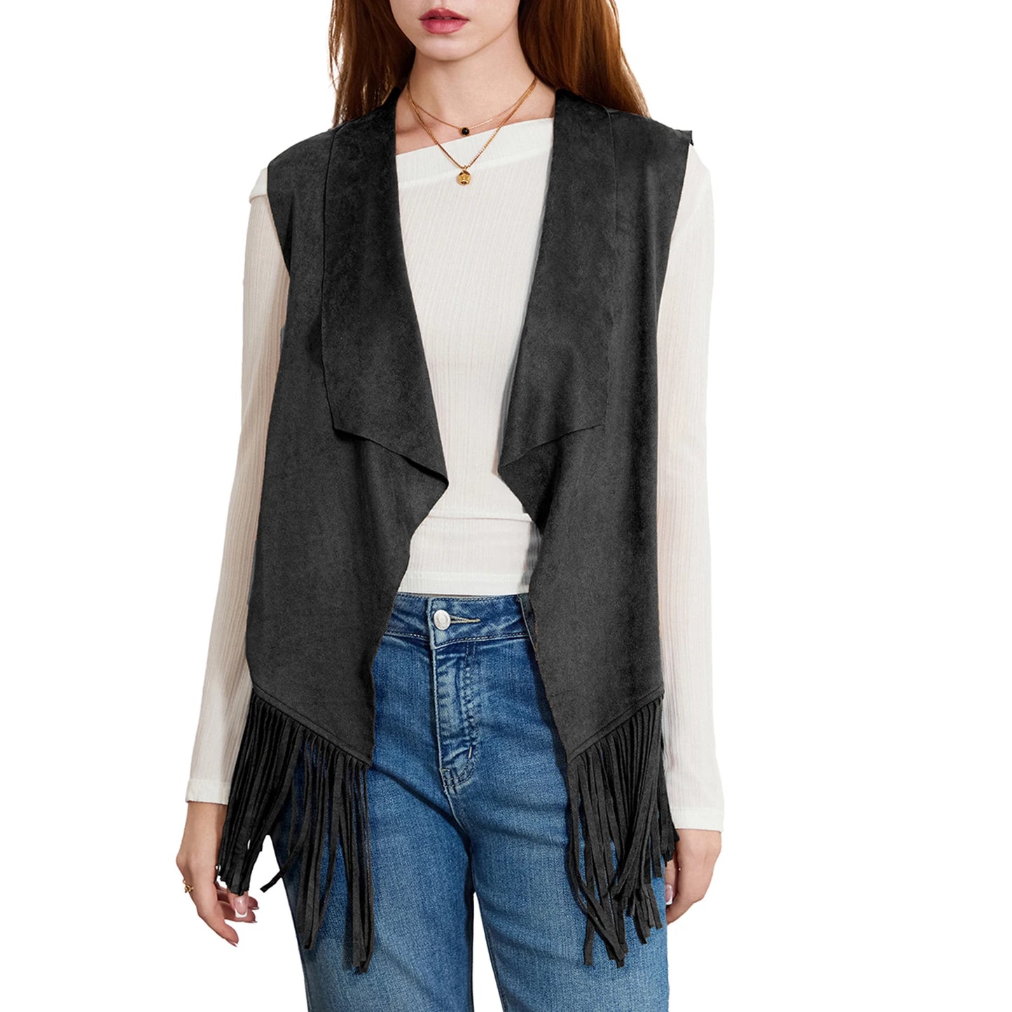 Vintage Fringe Jacket 60s Boho Chic Coat Retro Festival Outfit Western Cowgirl Outerwear Hippie Style Top