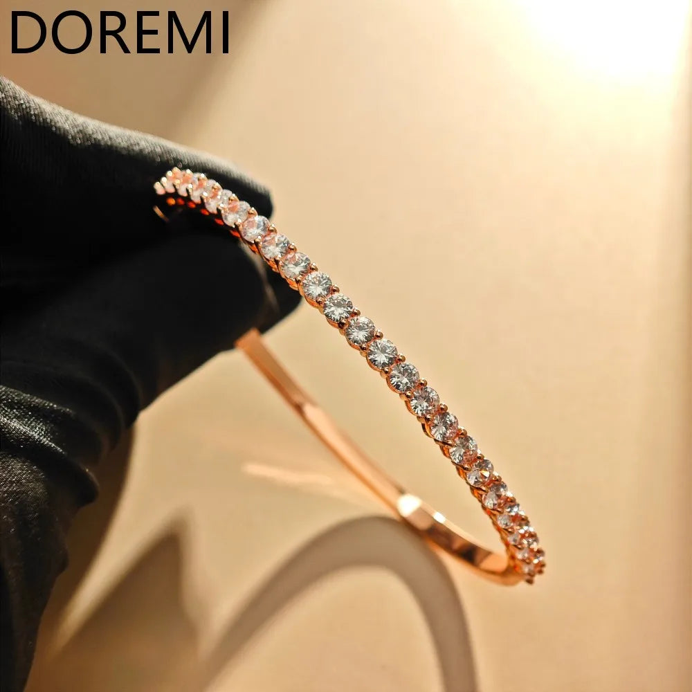 DOREMI Elegant Paved Zircon bangle 5A CZ Stone Dainty Women Bangle Anniversary Gift Jewelry