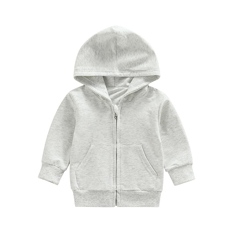 Children s Winter Warm Hooded Jacket Stylish Solid Color Zipper Coat with Long Sleeves for Boys and Girls Casual Loose Fit