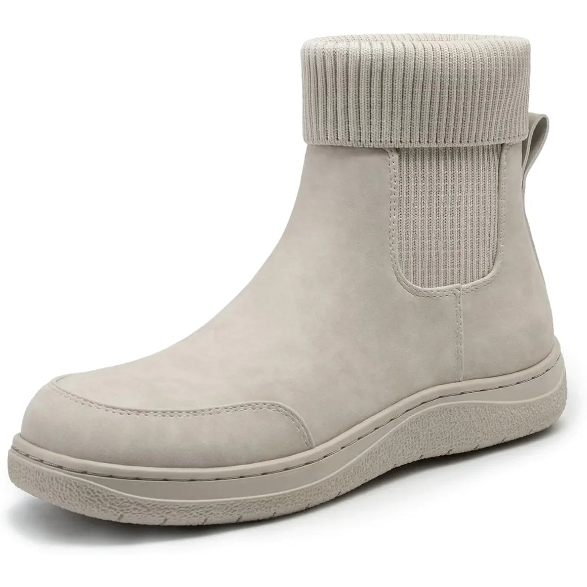 Women's Chelsea Ankle Boots Comfortable Winter Short Leather Boots Fashion Slip On Elastic Sock Booties Wide Width