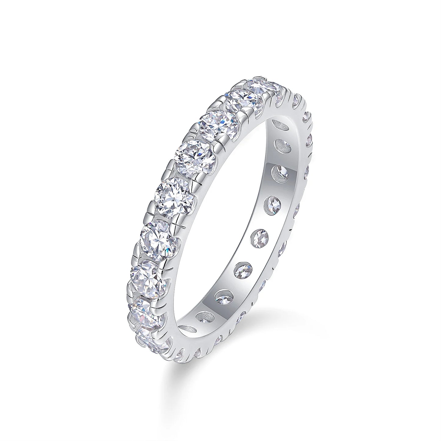 JIUZUAN 3mm Moissanite Ring 925 Sterling Silver Plated 18k Gold - Hypoallergenic, Nickel-Free, Sparkling Gemstone Jewelry