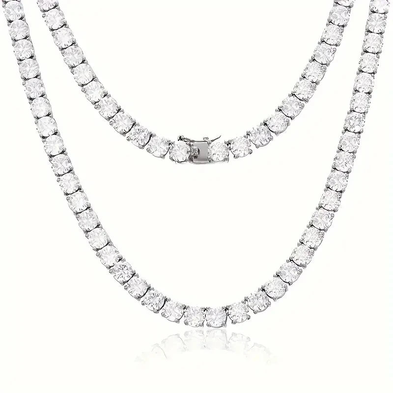 1 piece of S925 sterling silver with 0.1carat moissanite hip-hop Cuban necklace, street necklace for men and women, moissanite