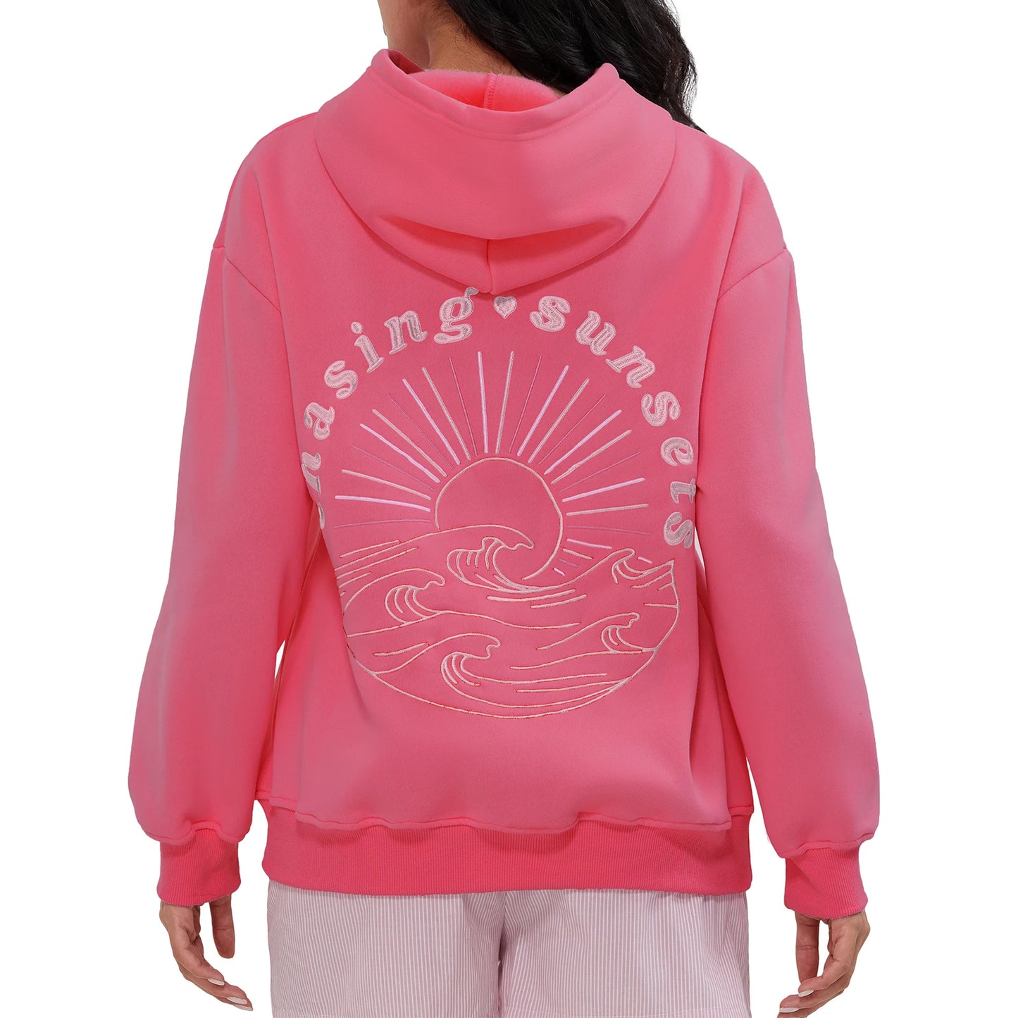 Women s Oversized Hoodies Sweatshirts with Embroidered Floral Detailing and Drawstring Hood - Cozy Casual Pullovers for Fall