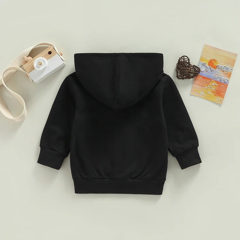 Children s Winter Warm Hooded Jacket Stylish Solid Color Zipper Coat with Long Sleeves for Boys and Girls Casual Loose Fit