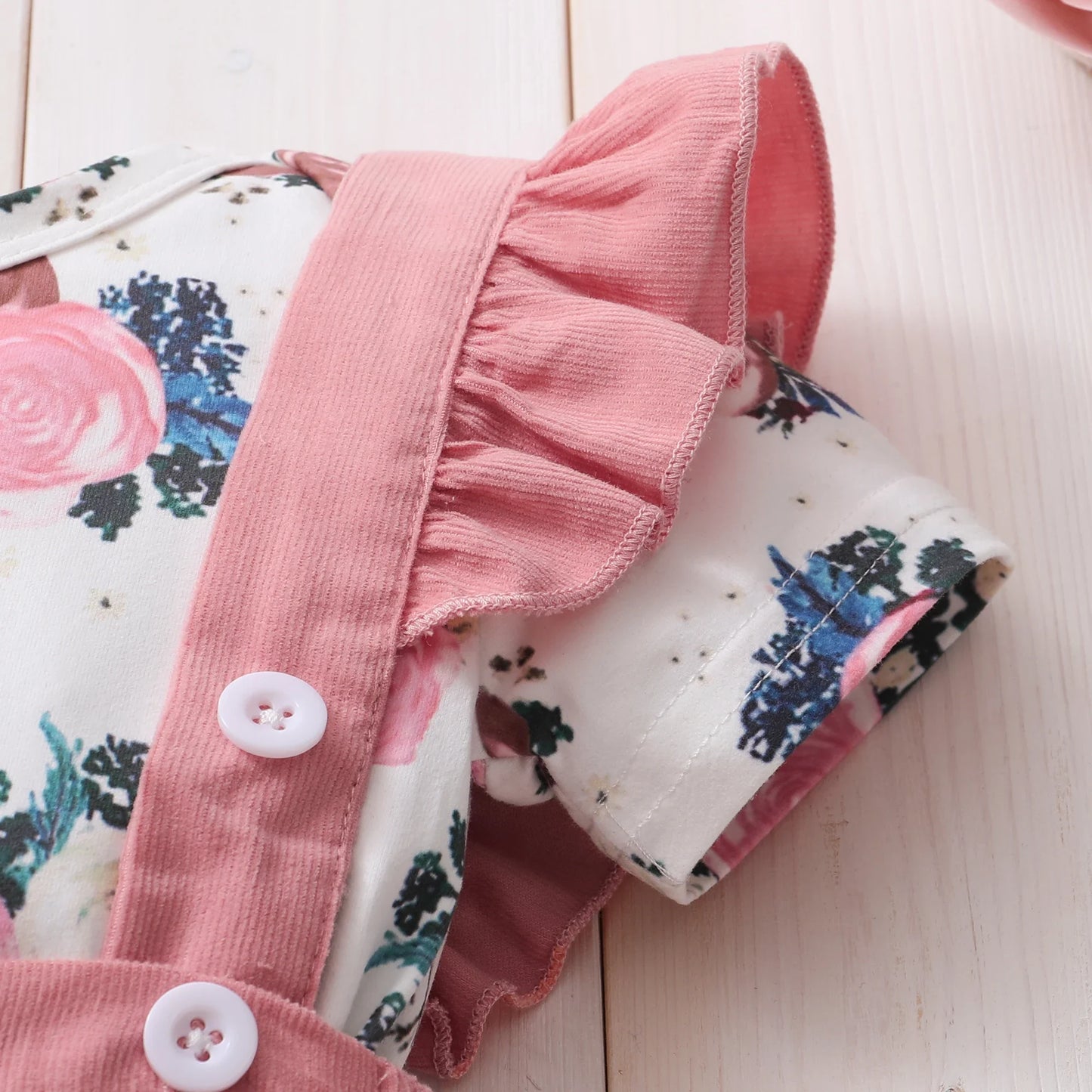 3Pcs Baby Girl Beautiful Flower Bodysuit Ruffled Shoulder Strap skirt+Headband Set 0-24 Months Toddler Baby Girl Summer Set