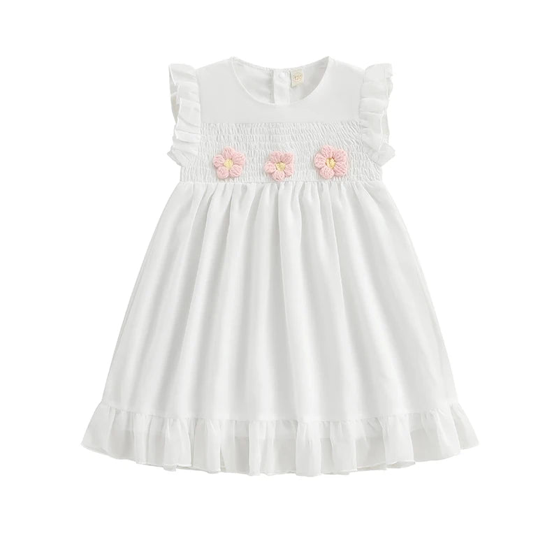 Adorable Baby Girls Floral Print Sleeveless Ruffle Dress for Summer Beach Wedding Party Casual Outfit Cute Dresswear