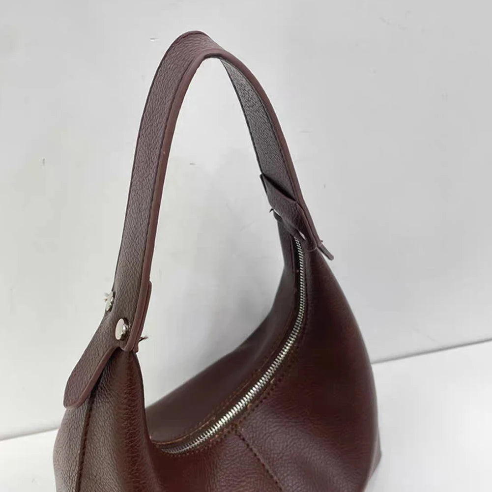 Women Simple Shoulder Purse PU Leather Soft Hobo Bags Solid Color Casual Armpit Handbag Girls Outdoor Daily Bag