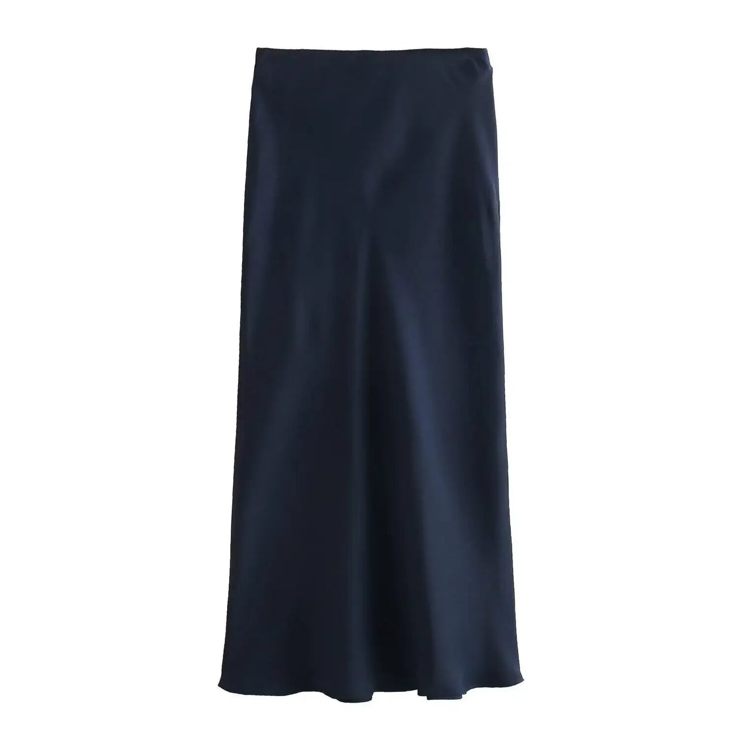 Willshela 2025 Black Satin Skirt Woman High Waist Elegant Long Skirts For Women Fashion Summer Midi Skirt Office Women's Skirts