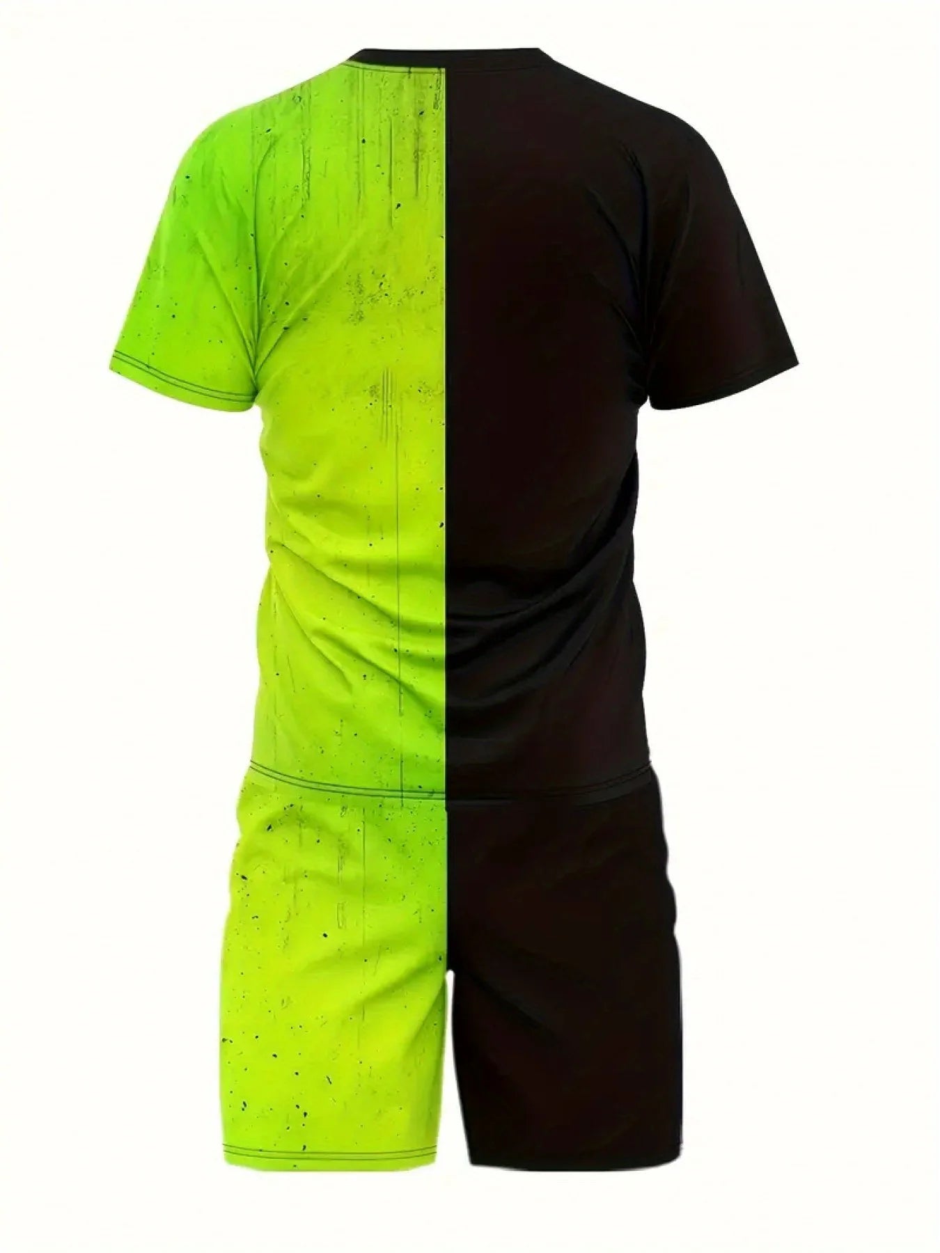 Men's trendy round neck short-sleeved shorts two-piece suit, 3D digital printing high-definition pattern, summer leisure and com