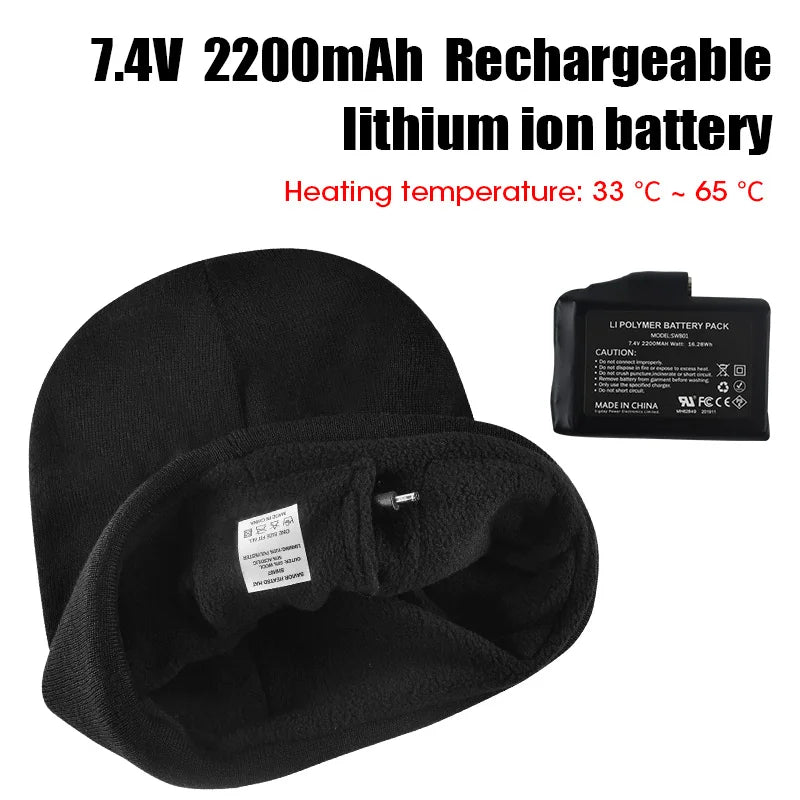 SNOW DEER-Rechargeable Heated Hat for Men Women, Cycling Caps, Electric Motorcycle Heating Cap, Snowboarding Accessories, Winter