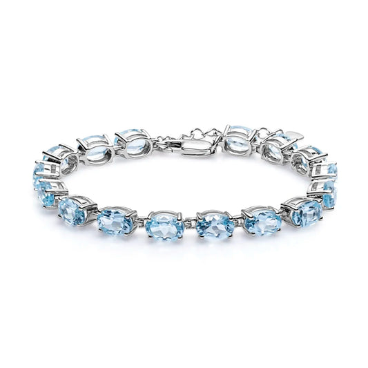 GEM'S BALLET 25.26Ct Natural Sky Blue Topaz Tennis Bracelet 925 Sterling Silver Gemstone Bracelets&bangle Fine Jewelry For Women