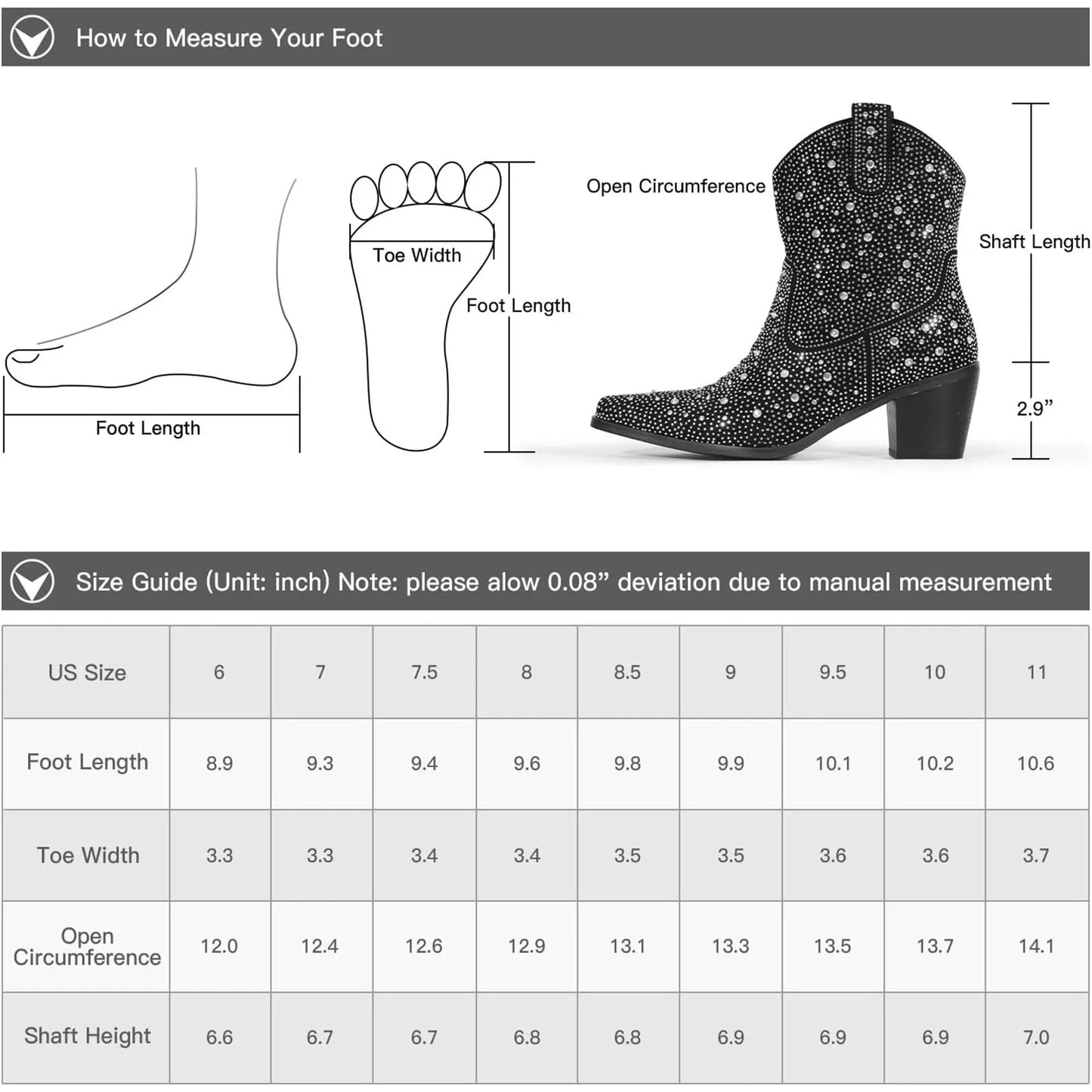 Rhinestone Cowboy Boots for Women - Sparkly Cowgirl Boots Wide Calf Glitter Bling Women's Western Boots Bedazzled Mid Calf Knee