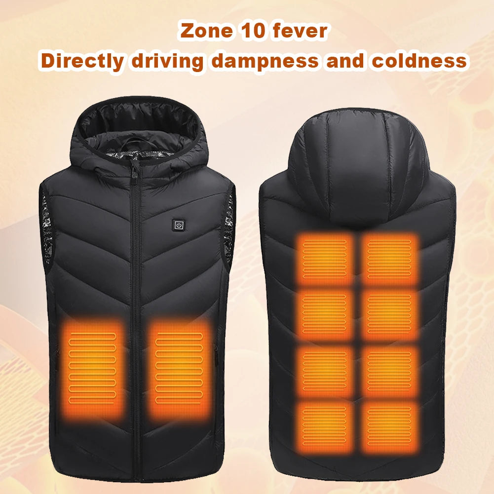 10 Heating Zones Electric Heated Jackets USB Heating Vest Thermal Winter Warm Jacket for Kids Boys Girls
